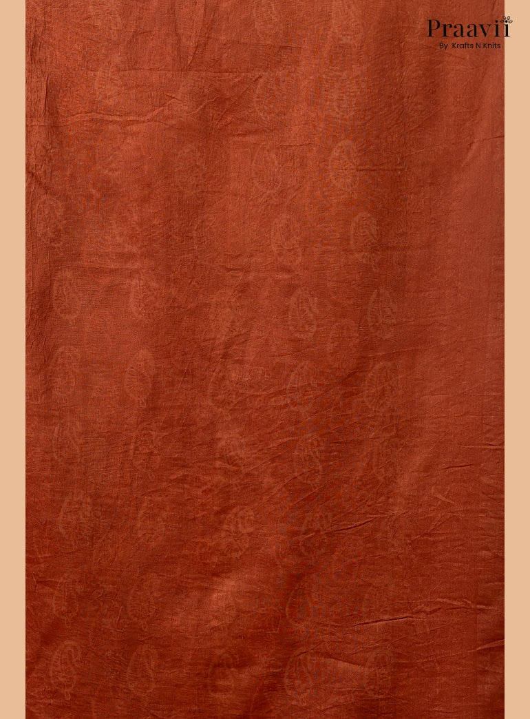 Light Brown Chanderi Handblock Print Saree