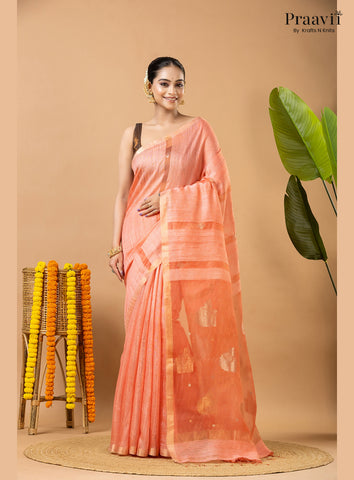 Pink Pure Matka Jamdani Saree with Muslin Pallu