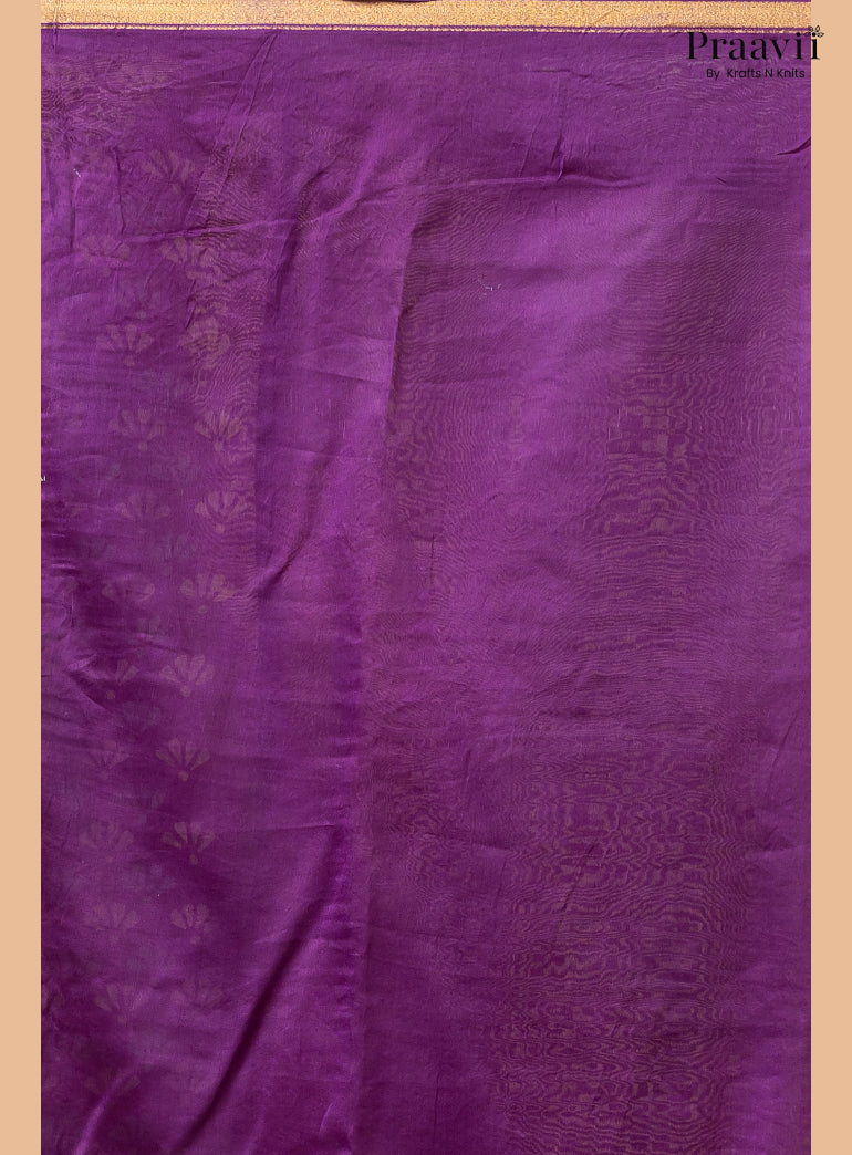 Violet Chanderi Handblock Print Saree