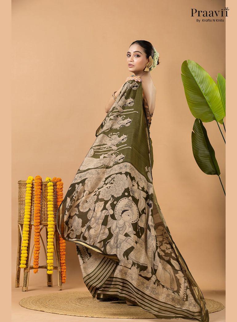 Sage Green Silk by Cotton Saree