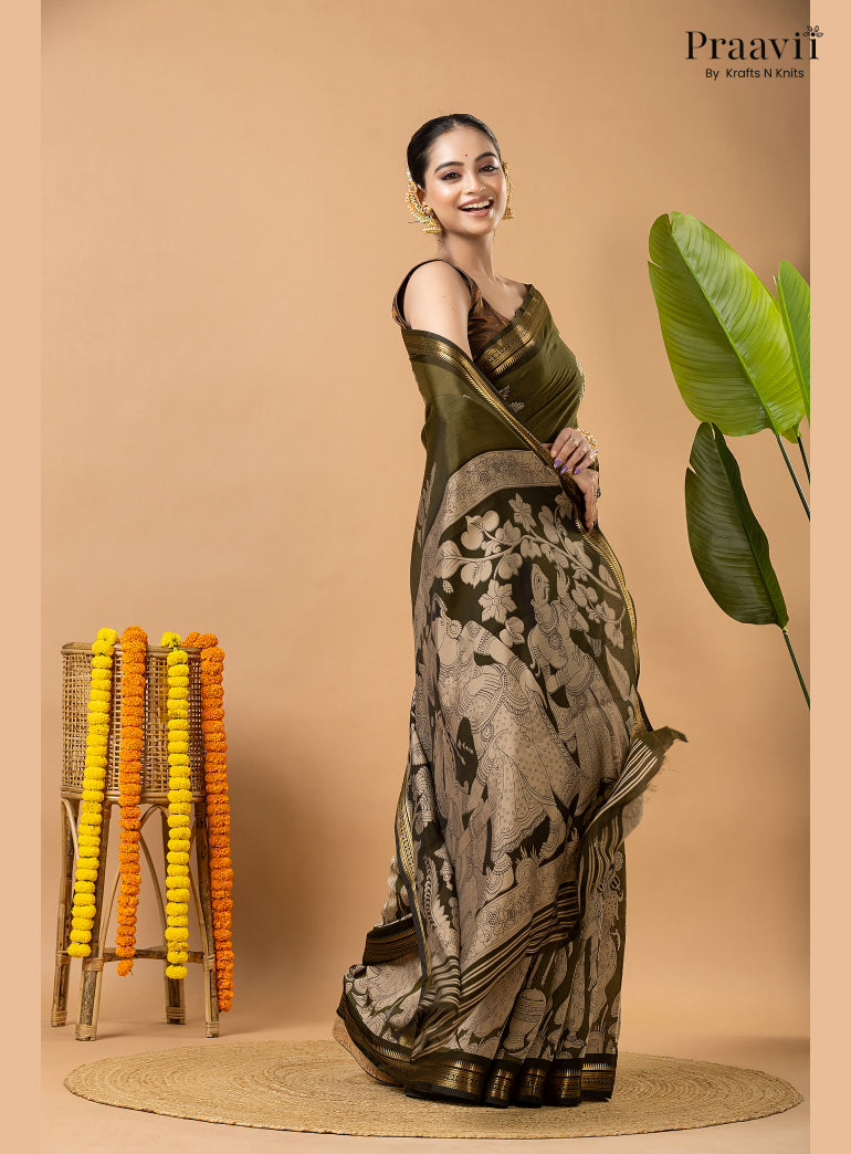 Sage Green Silk by Cotton Saree