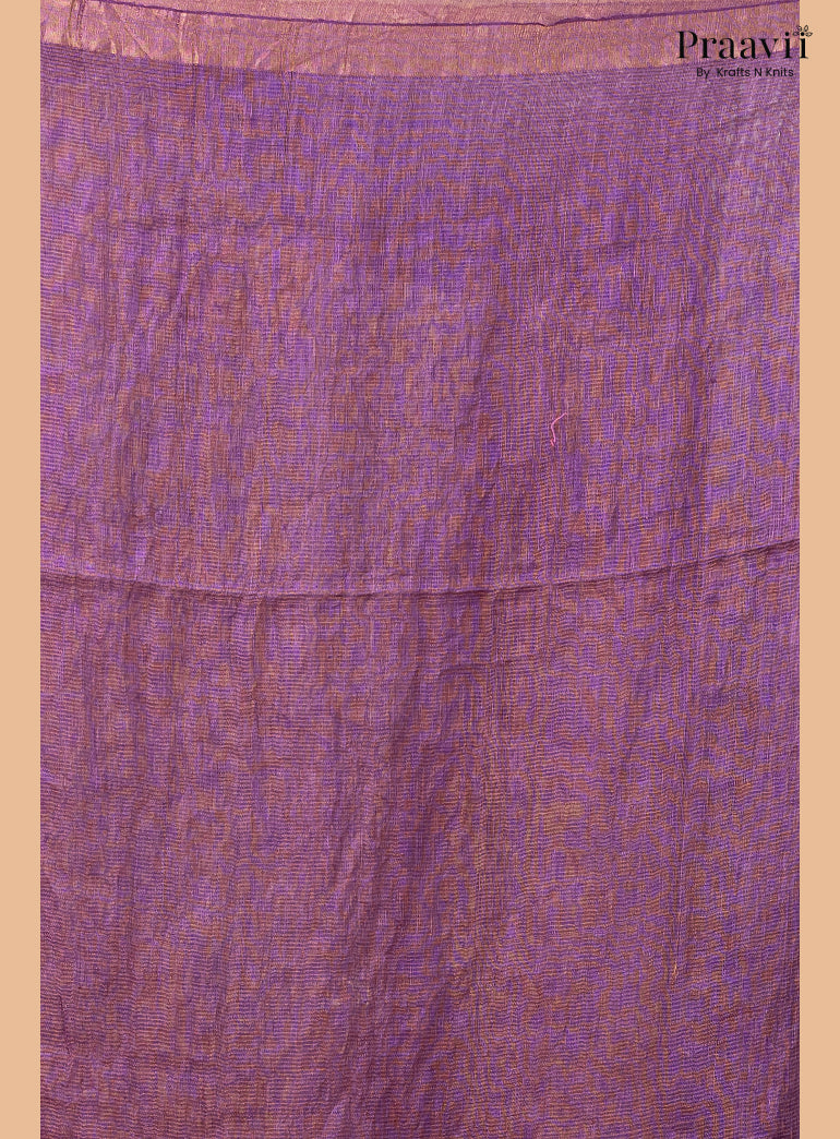 Amethyst Purple Tissue Linen Saree with Tissue Pallu