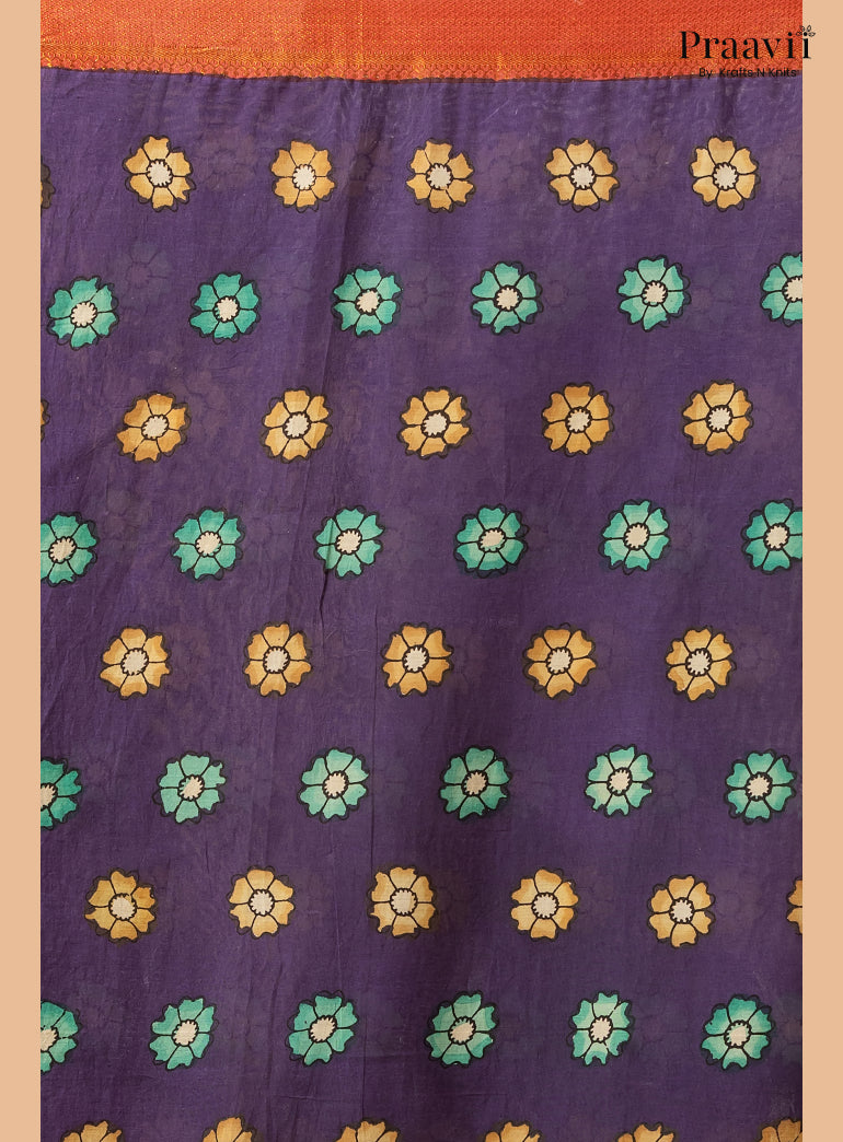Sea Green Pure Tussar Natural Dye Pen Kalamkari Saree