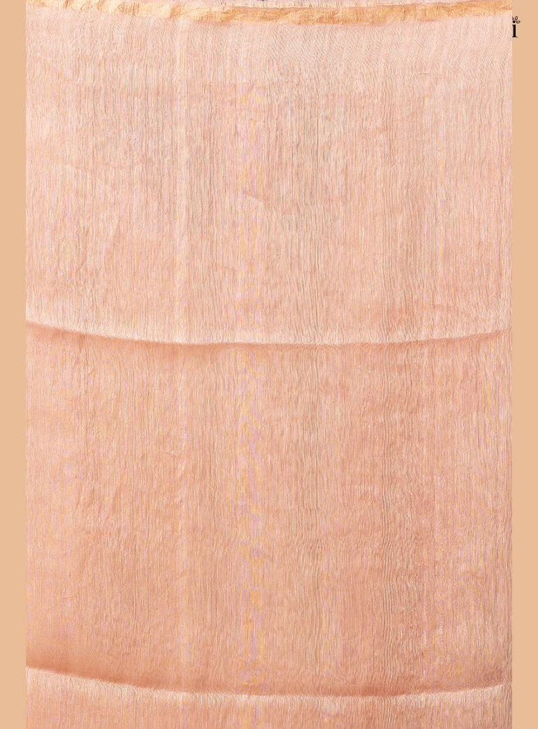 Light Pink Pure Silk Linen Jamdani Saree with Muslin Pallu