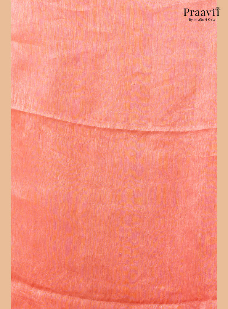 Rose Pink Pure Silk Linen Jamdani Saree with Muslin Pallu