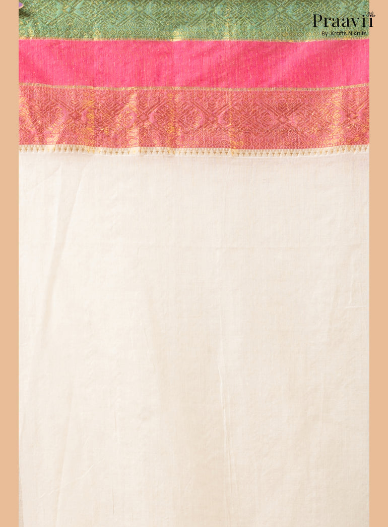Classic White Pure Mul Cotton Saree with Banarasi Border