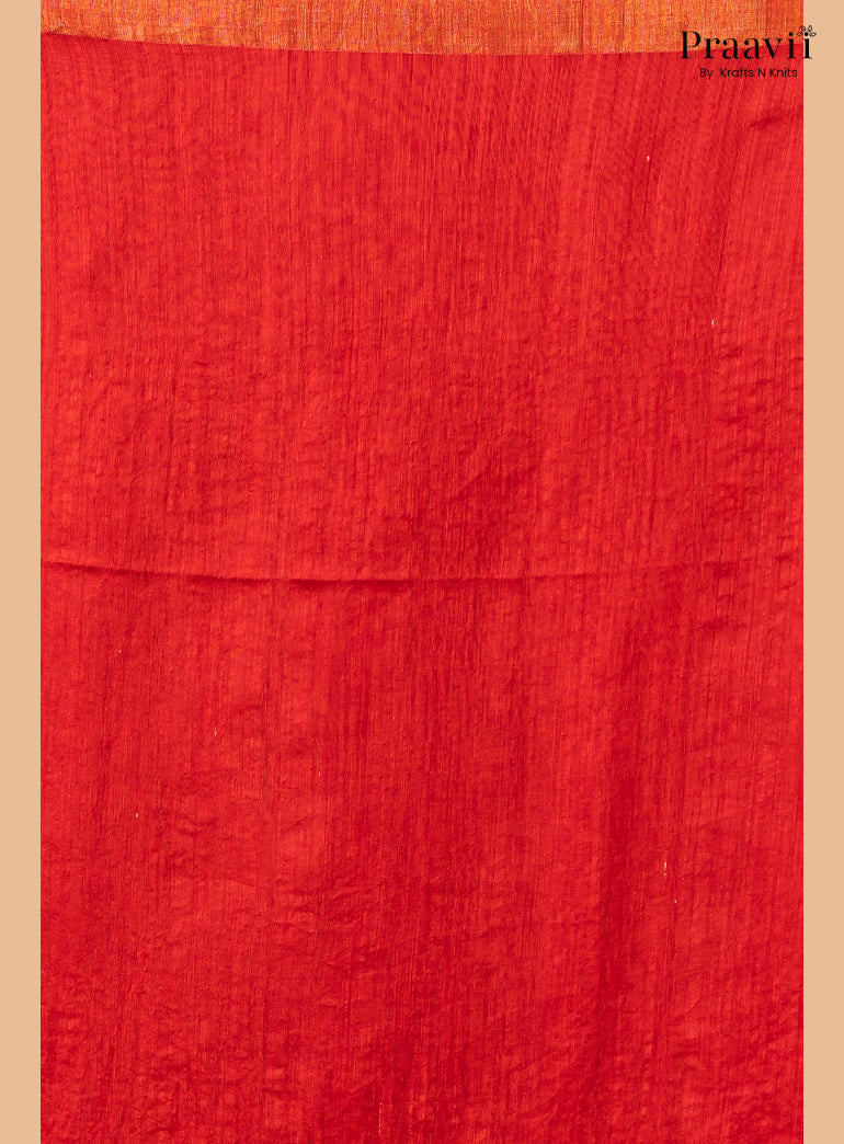 Scarlet Red Pure Matka Bird Jamdani Saree