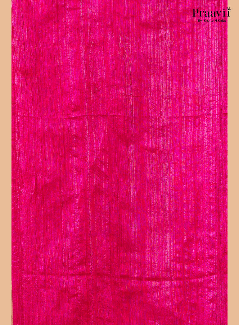 Barbie Pink Pure Matka Leaf Jamdani Saree
