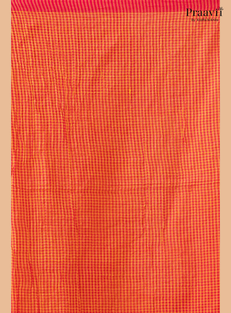 Orangish Red Pure Mul Cotton Jamdani Saree