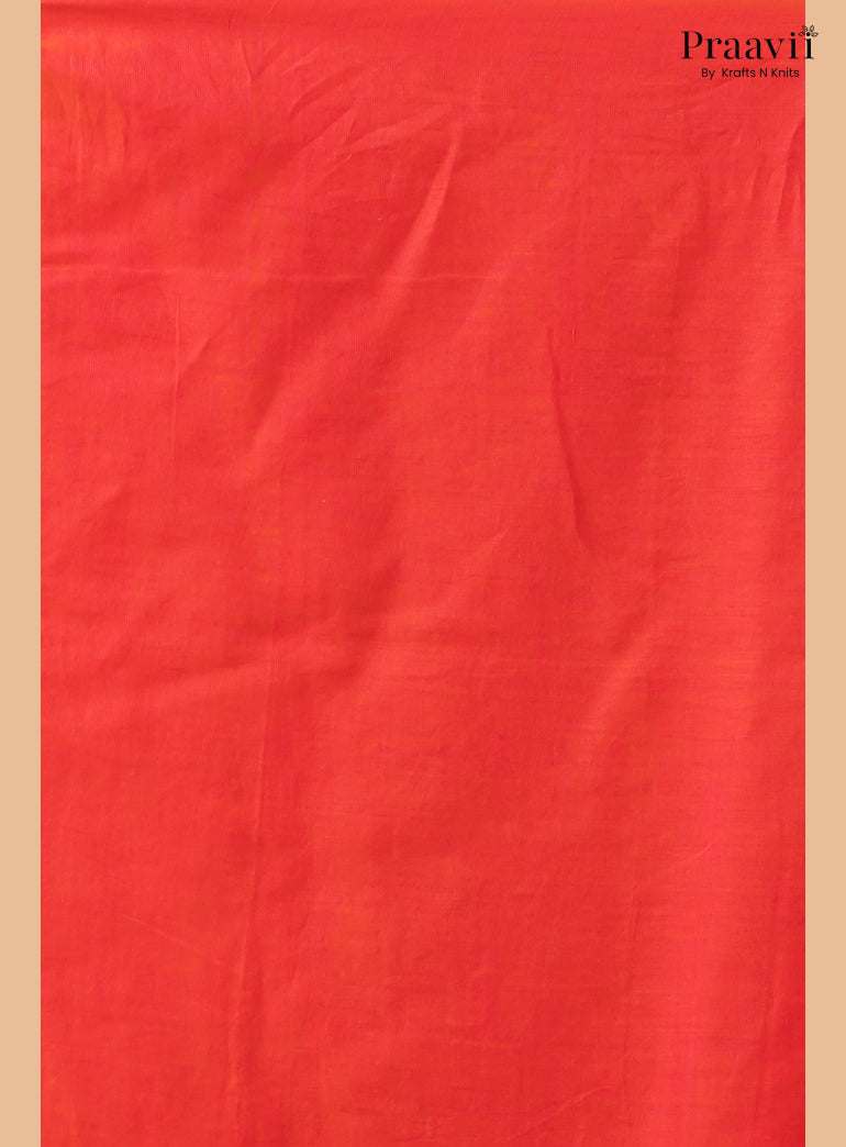 Cherry Red Pure Mul Cotton Jamdani Saree