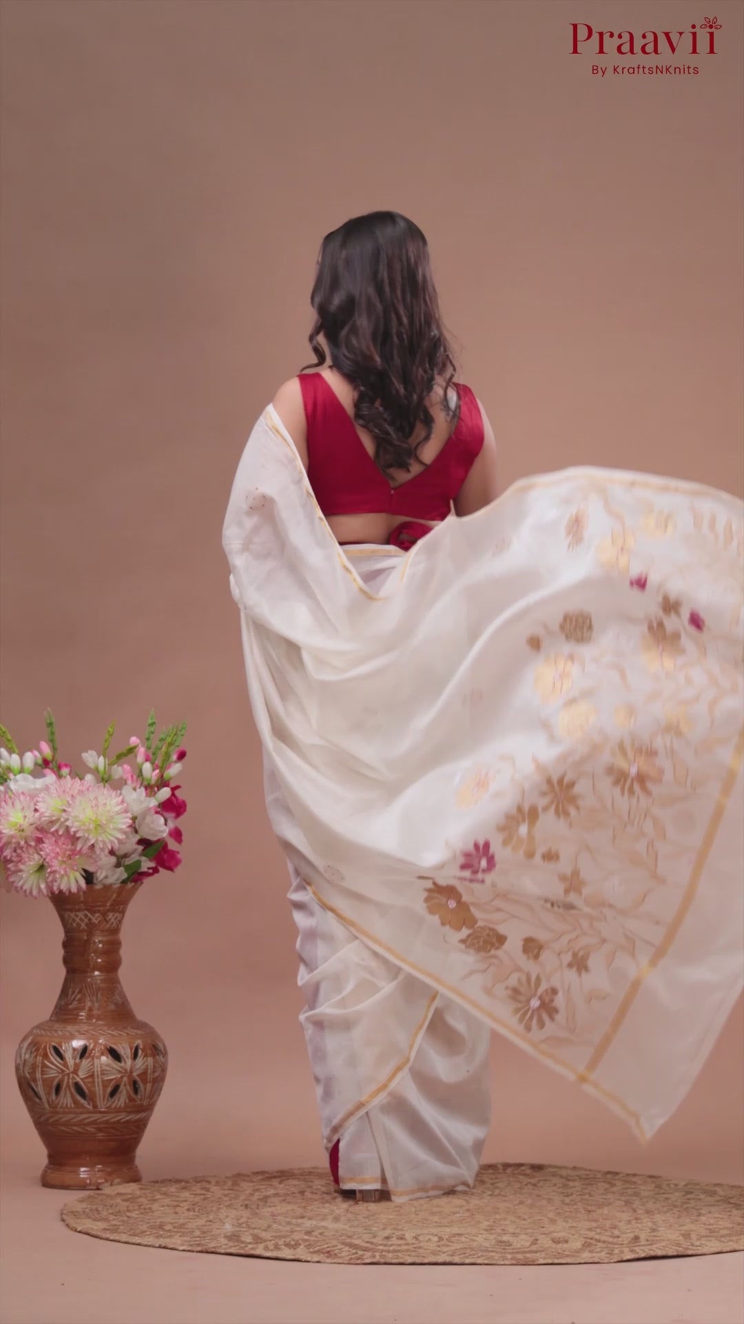 White Chanderi Saree