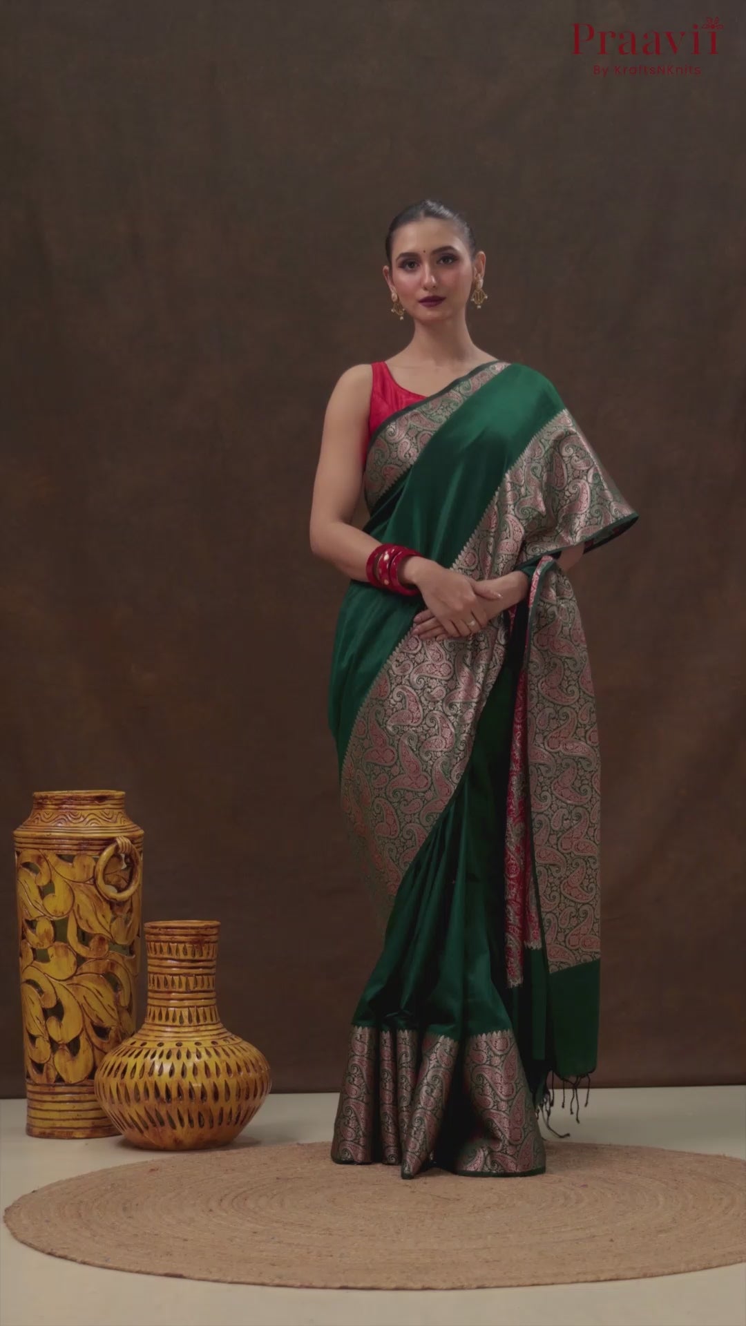 Emerald Green Matka Blended Silk Saree