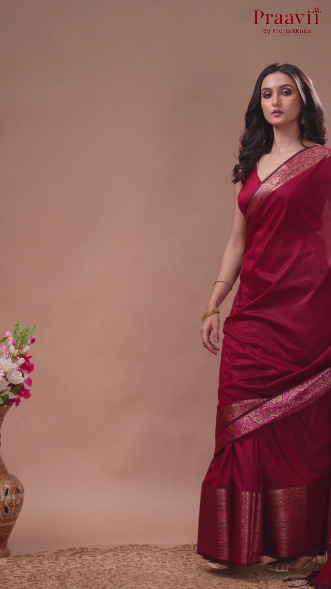 Maroon Matka Silk Saree with Zari Work