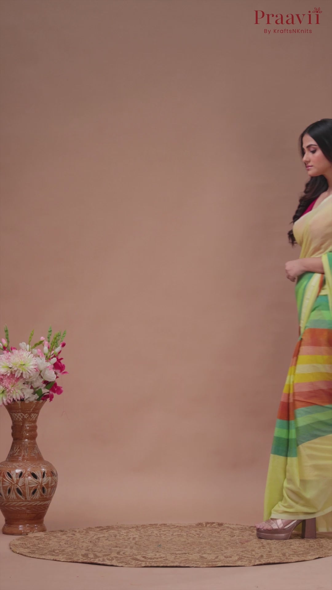 Lime Green Mulmul Cotton Saree