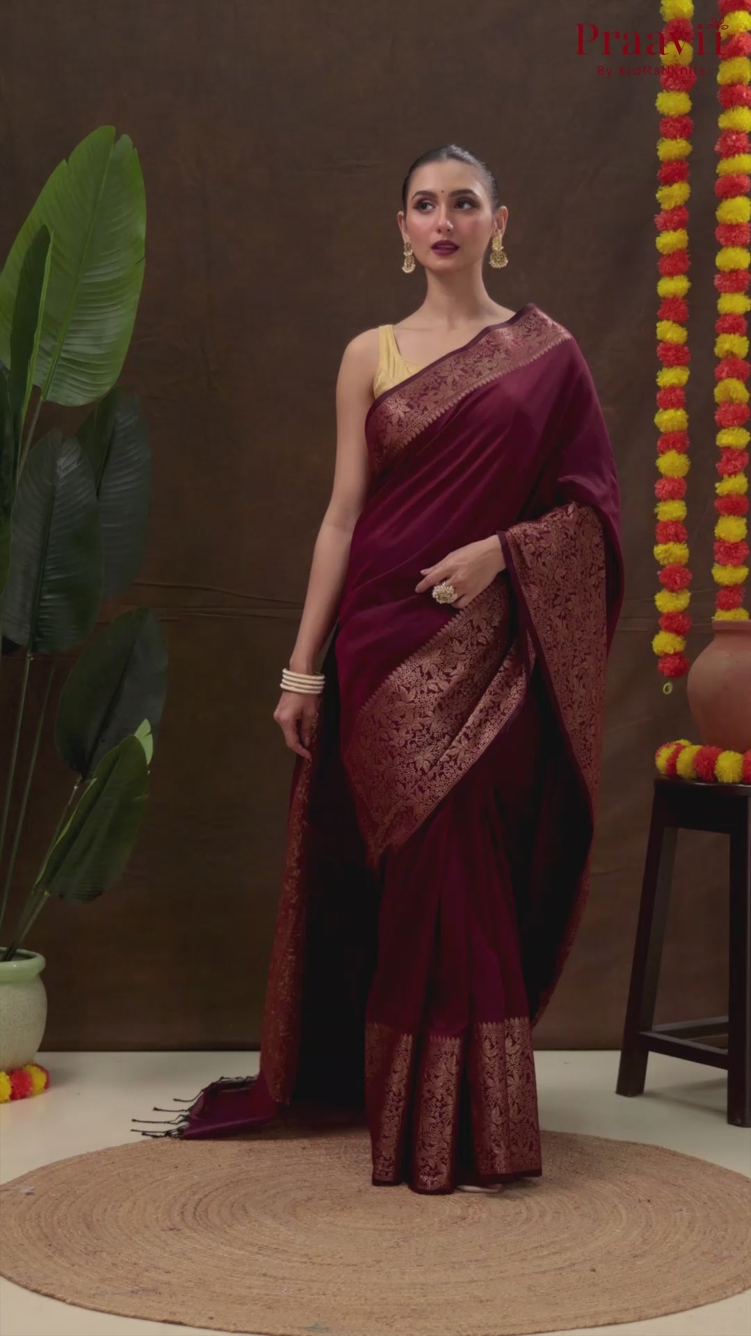 Maroon Matka Silk Blended Saree